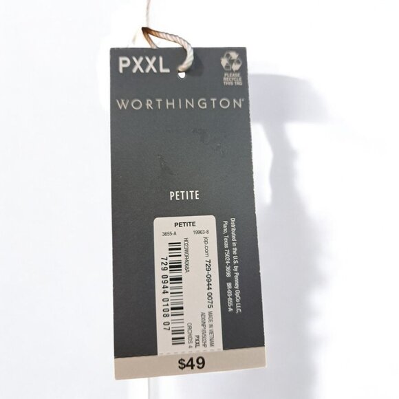 Worthington Satin Black & White Orchids 4 Long sleeve Blouse Petite XXL - Picture 16 of 16